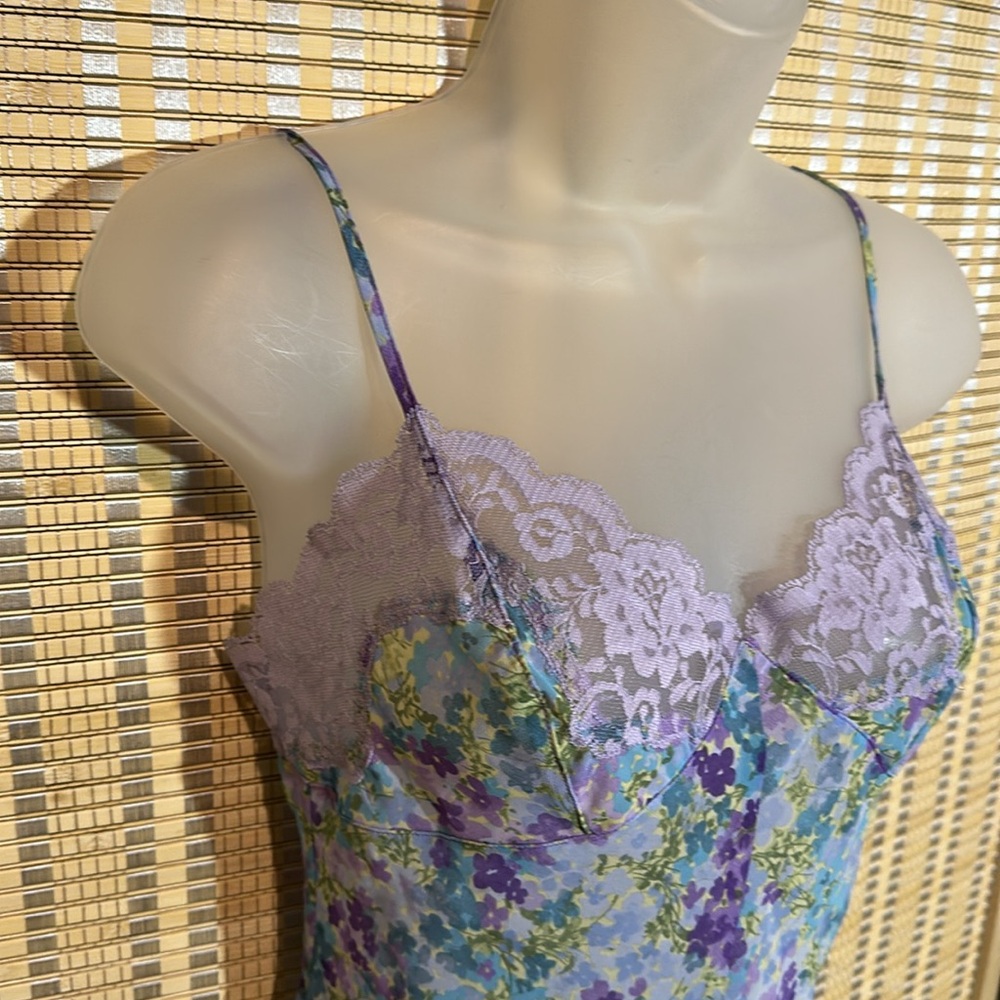 Victoria's Secret Semi Sheer Blue Floral One Piece Bodysuit Teddy Camisole Small - Picture 5 of 16